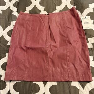 FREE PEOPLE WOMEN'S SKIRT PRESSED FLOWERS ROSE PINK VEGAN SUEDE